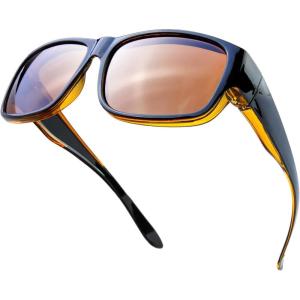 imageThe Fresh High Definition Polarized Wrap Around Shield Sunglasses for Glasses  Leather Eyeglasses CaseF408crystal Orange Black Paint