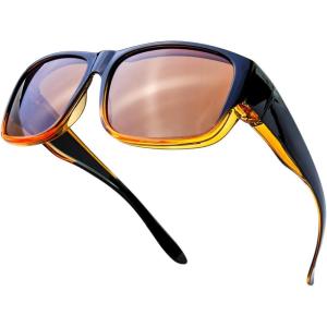 imageThe Fresh High Definition Polarized Wrap Around Shield Sunglasses for Glasses  Leather Eyeglasses CaseF409black Orange