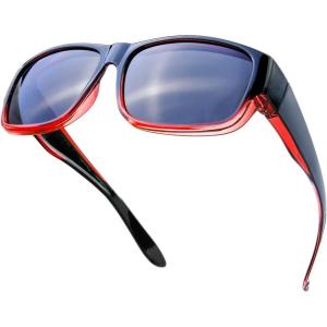 imageThe Fresh High Definition Polarized Wrap Around Shield Sunglasses for Glasses  Leather Eyeglasses CaseF411black Red