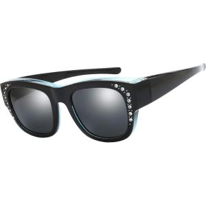 imageThe Fresh High Definition Polarized Wrap Around Shield Sunglasses for Glasses  Leather Eyeglasses CaseF5607rp02crystal Blue Black Paint for Large Glasses