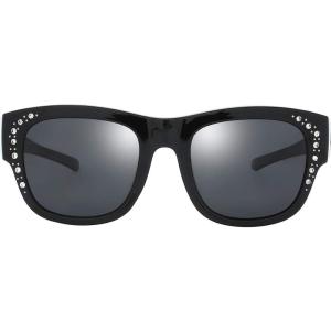 imageThe Fresh High Definition Polarized Wrap Around Shield Sunglasses for Glasses  Leather Eyeglasses CaseF5607rp03shiny Black for Large Glasses