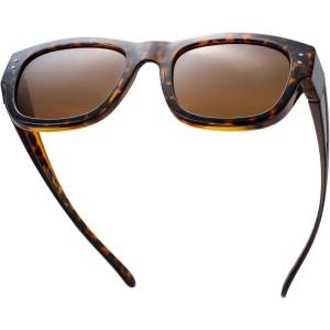 imageThe Fresh High Definition Polarized Wrap Around Shield Sunglasses for Glasses  Leather Eyeglasses CaseF603tortoise