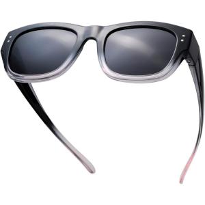 imageThe Fresh High Definition Polarized Wrap Around Shield Sunglasses for Glasses  Leather Eyeglasses CaseF604crystal BlackPink