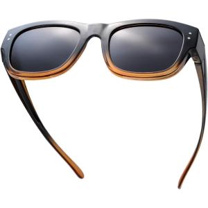 imageThe Fresh High Definition Polarized Wrap Around Shield Sunglasses for Glasses  Leather Eyeglasses CaseF606crystal BlackBrown