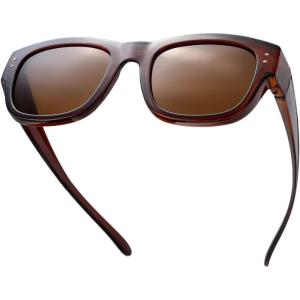 imageThe Fresh High Definition Polarized Wrap Around Shield Sunglasses for Glasses  Leather Eyeglasses CaseF607crystal Brown