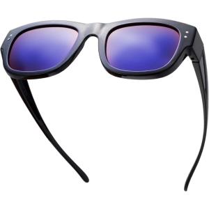 imageThe Fresh High Definition Polarized Wrap Around Shield Sunglasses for Glasses  Leather Eyeglasses CaseF608black for Large Glasses