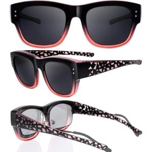 imageThe Fresh High Definition Polarized Wrap Around Shield Sunglasses for Glasses  Leather Eyeglasses CaseF612crystal Black Light Burgundy for Large Glasses