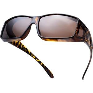 imageThe Fresh High Definition Polarized Wrap Around Shield Sunglasses for Glasses  Leather Eyeglasses CaseF702tortoise