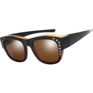 imageThe Fresh High Definition Polarized Wrap Around Shield Sunglasses for Glasses  Leather Eyeglasses CaseR5607rp01crystal Orange Black Paint for Large Glasses