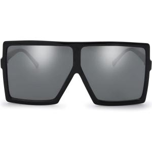imageThe Fresh Large Oversized Fashion Square Flat Top Sunglasses  Exquisite Packaging1black