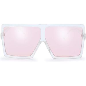 imageThe Fresh Large Oversized Fashion Square Flat Top Sunglasses  Exquisite Packaging5shiny Crystal