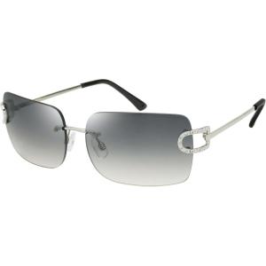 imageThe Fresh Minimalist Rimless Frameless Rectangle Sunglasses Y2K Rhinestones Shades7417r02silver  GreyBrown