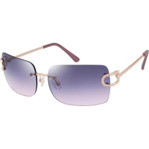 imageThe Fresh Minimalist Rimless Frameless Rectangle Sunglasses Y2K Rhinestones Shades7417r03gold  GreyPink