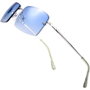 imageThe Fresh Minimalist Small Rectangular Sunglasses Clear Eyewear  Exquisite Packaging304silver  Gradient Blue