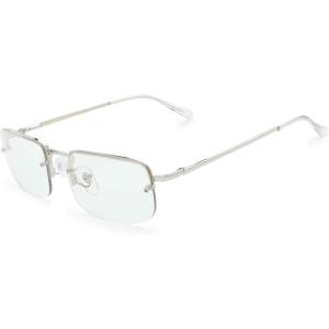 imageThe Fresh Minimalist Small Rectangular Sunglasses Clear Eyewear  Exquisite PackagingSilver  Blue Light Blocking Lens