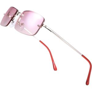 imageThe Fresh Minimalist Small Rectangular Sunglasses Clear Eyewear Spring Hinge  Gift Box Package 206Silver Pink 51