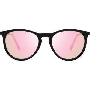 imageThe Fresh Polarized Classic Round Style Tip Pointed Sunglasses Vintage Trendy FR16124PMatte Black  Pink Mirror