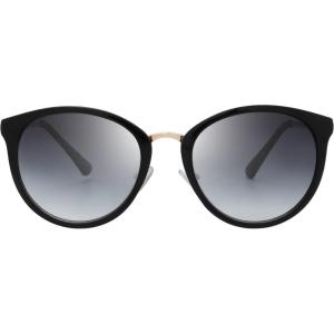 imageThe Fresh Polarized Classic Round Style Tip Pointed Sunglasses Vintage Trendy FR16124PShiny Black  Grey Gradient