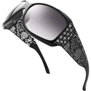 imageThe Fresh Trendy Classic Women Hot Fashion Rhinestones Sunglasses with Gift BoxL702crystal Black  Floral Eyewear
