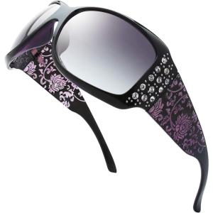 imageThe Fresh Trendy Classic Women Hot Fashion Rhinestones Sunglasses with Gift BoxL703crystal Black  Purple Floral