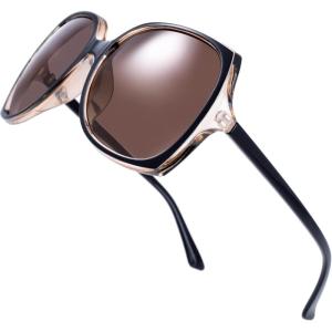 imageThe Fresh Womens Oversized Square Jackie O Cat Eye Hybrid Butterfly Fashion Sunglasses  Exquisite Packaging727704pcrystal Brown Black Paint