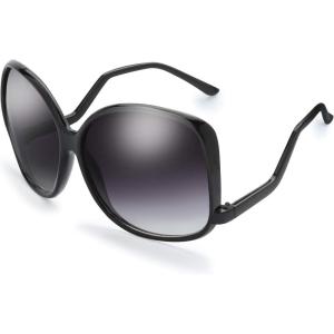 imageThe Fresh Womens Oversized Square Jackie O Cat Eye Hybrid Butterfly Fashion Sunglasses  Exquisite Packaging729901black