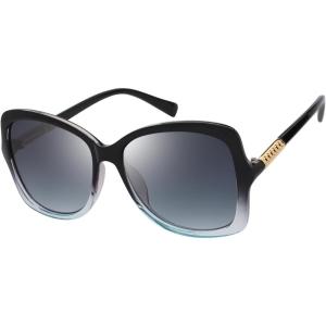 imageThe Fresh Womens Oversized Square Jackie O Cat Eye Hybrid Butterfly Fashion Sunglasses  Exquisite Packaging731603 Crystal Blue Black Paint