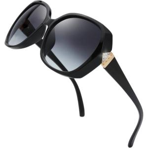imageThe Fresh Womens Oversized Square Jackie O Cat Eye Hybrid Butterfly Fashion Sunglasses  Exquisite Packaging732701 Black
