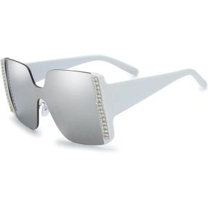 imageThe Fresh Womens Oversized Square Jackie O Cat Eye Hybrid Butterfly Fashion Sunglasses  Exquisite Packaging733102 White