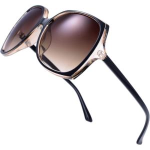 imageThe Fresh Womens Oversized Square Jackie O Cat Eye Hybrid Butterfly Fashion Sunglasses  Exquisite PackagingBrown black