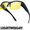 imageHD Night Vision Driving Wrap Around Polarized Sunglasses AntiGlare Yellow Lens for Prescription Glasses Gift Box 5Rubber Black 68