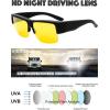 imageHD Night Vision Driving Wrap Around Polarized Sunglasses AntiGlare Yellow Lens for Prescription Glasses Gift Box 5Rubber Black 68