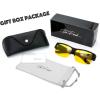 imageHD Night Vision Driving Wrap Around Polarized Sunglasses AntiGlare Yellow Lens for Prescription Glasses Gift Box 5Rubber Black 68