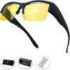 imageHD Night Vision Driving Wrap Around Polarized Sunglasses AntiGlare Yellow Lens for Prescription Glasses Gift Box 5Rubber Black 68