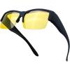 imageHD Night Vision Driving Wrap Around Polarized Sunglasses AntiGlare Yellow Lens for Prescription Glasses Gift Box 5Rubber Black 68