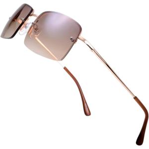 imageThe Fresh Minimalist Small Rectangular Sunglasses Clear Eyewear Spring Hinge  Gift Box Package 301Gold Gradient Brown 57