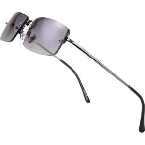 imageThe Fresh Minimalist Small Rectangular Sunglasses Clear Eyewear Spring Hinge  Gift Box Package 205Gun grey Gradient Grey 51