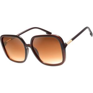 imageThe Fresh Womens Oversized Square Jackie O Cat Eye Hybrid Butterfly Fashion Sunglasses  Exquisite Packaging730002 Brown