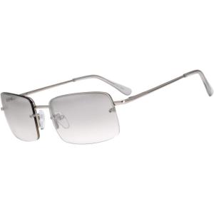 image:imageThe Fresh Minimalist Small Rectangular Sunglasses Clear Eyewear Spring Hinge  Gift Box Package 307Silver Clear 57
