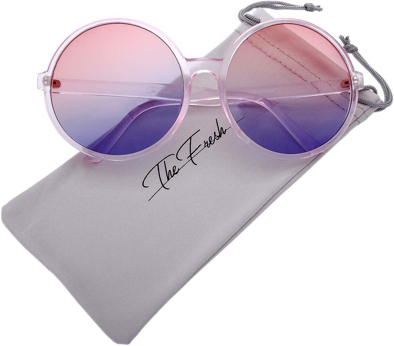 image:imageThe Fresh Retro Chunky Frame Ocean Colored Lens Oversized Round Sunglasses Gift Box