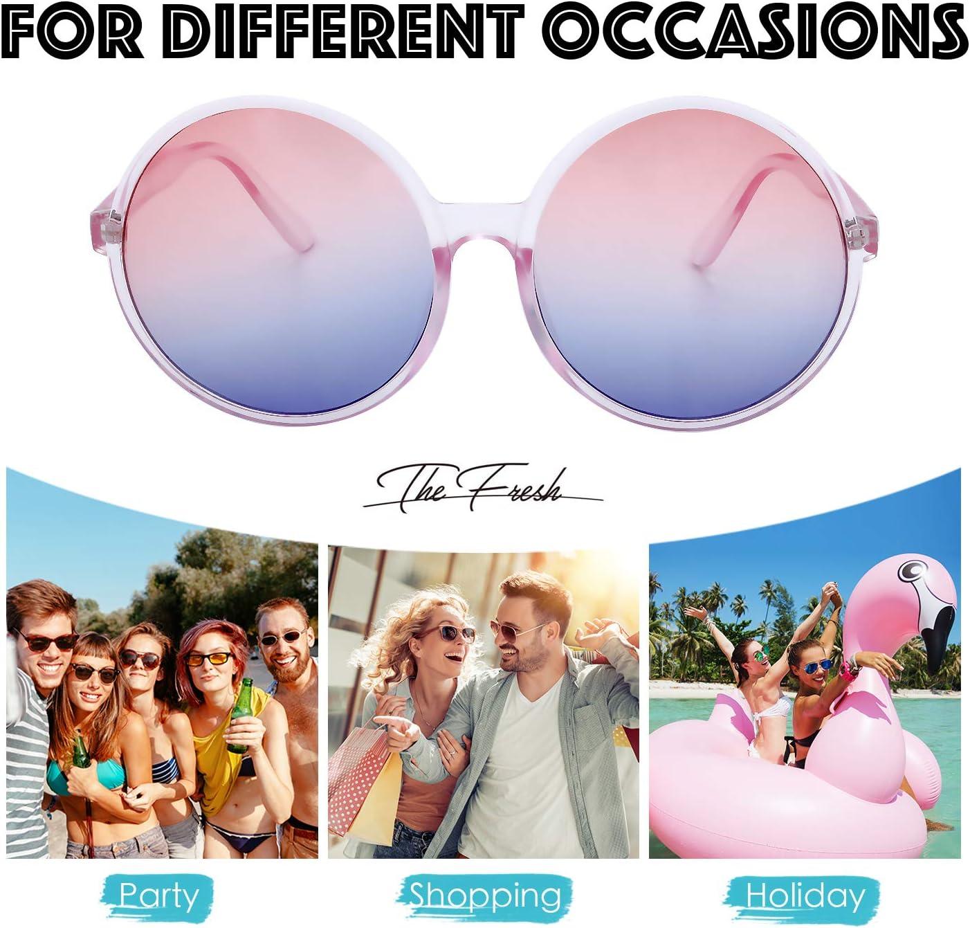 image:imageThe Fresh Retro Chunky Frame Ocean Colored Lens Oversized Round Sunglasses Gift Box