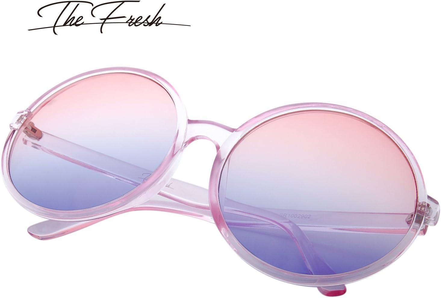 image:imageThe Fresh Retro Chunky Frame Ocean Colored Lens Oversized Round Sunglasses Gift Box