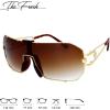 image:imageThe Fresh Gradient Color Single Lens Metal Wraparound Shield Sunglasses with Gift Box