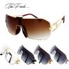 image:imageThe Fresh Gradient Color Single Lens Metal Wraparound Shield Sunglasses with Gift Box
