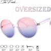 image:imageThe Fresh Retro Chunky Frame Ocean Colored Lens Oversized Round Sunglasses Gift Box
