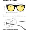 image:imageThe Fresh HD Night Vision Driving Wrap Around Polarized Oversized Sunglasses AntiGlare Yellow Lens for Prescription Glasses Gift Box 6Rubber Black 70