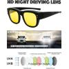 image:imageThe Fresh HD Night Vision Driving Wrap Around Polarized Oversized Sunglasses AntiGlare Yellow Lens for Prescription Glasses Gift Box 6Rubber Black 70