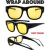 image:imageThe Fresh HD Night Vision Driving Wrap Around Polarized Oversized Sunglasses AntiGlare Yellow Lens for Prescription Glasses Gift Box 6Rubber Black 70