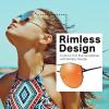 image:imageOversized Sunglasses for Women Colorful Cat Eye Sunglasses with Rimless Design  Gift Box Packaged