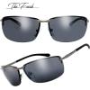 image:imageThe Fresh Rimless Spring Hinged Vintage Rectangle Sunglasses with Gift Box 2Matte Gun grey Grey